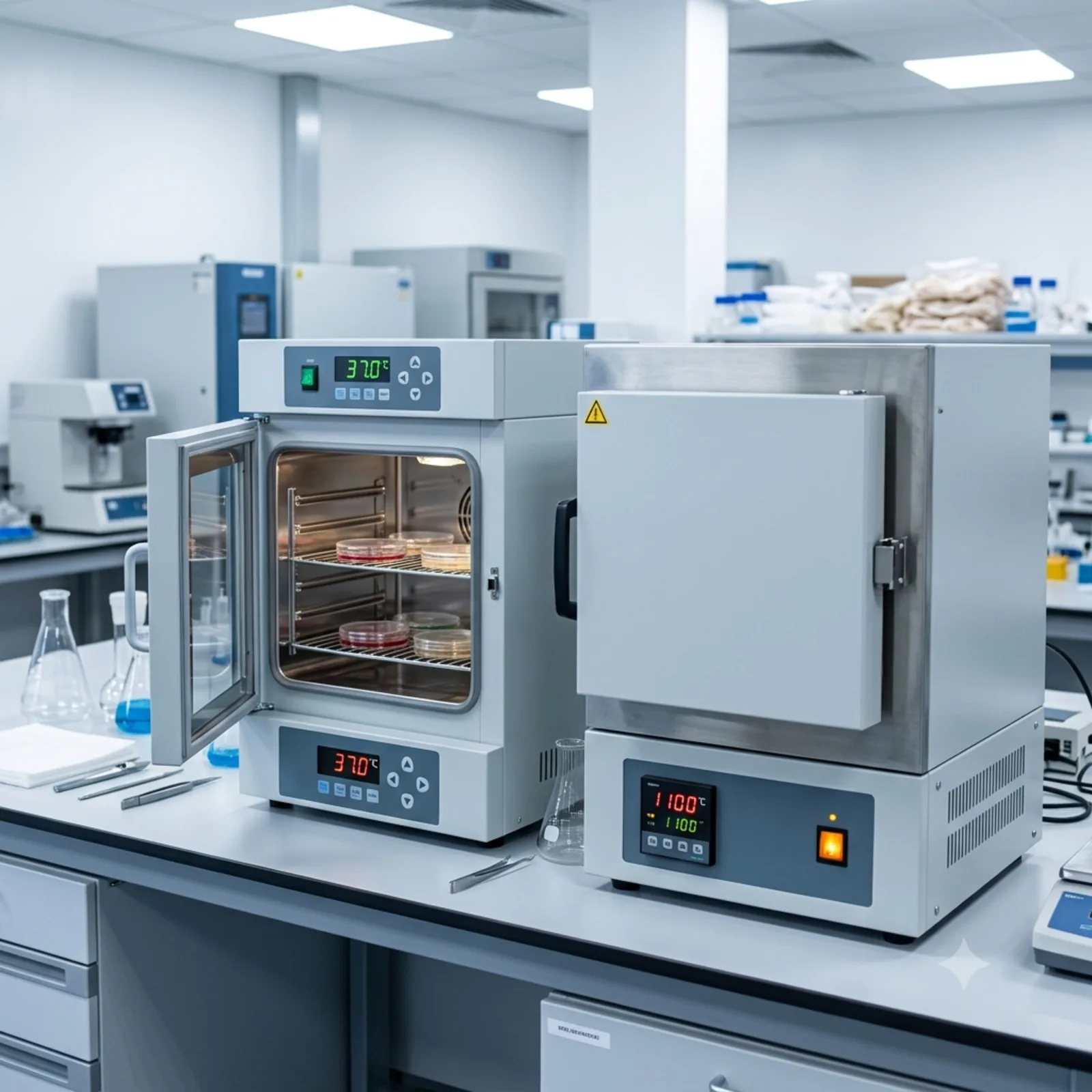 Equipamento tecnico com sensores para controle de temperatura e aquecimento.