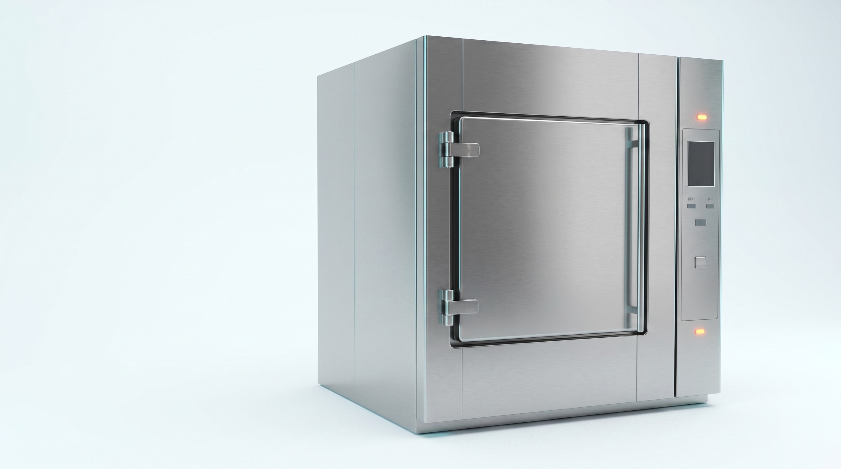 Autoclave industrial em aço inox representando os equipamentos atendidos pela ThermoQuality.